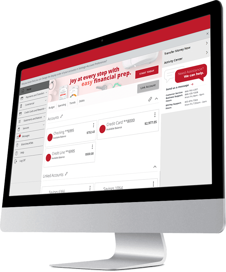 Desktop computer with lite Valley Credit Union account