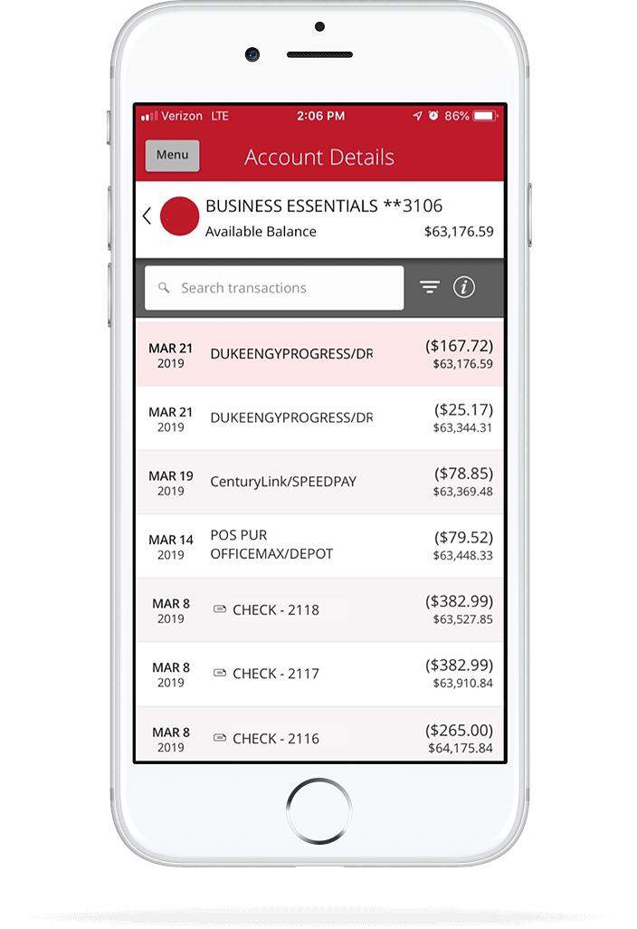 iPhone with lite Valley Credit Union accounts page