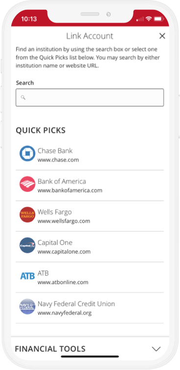 iPhone with linked accounts screen.