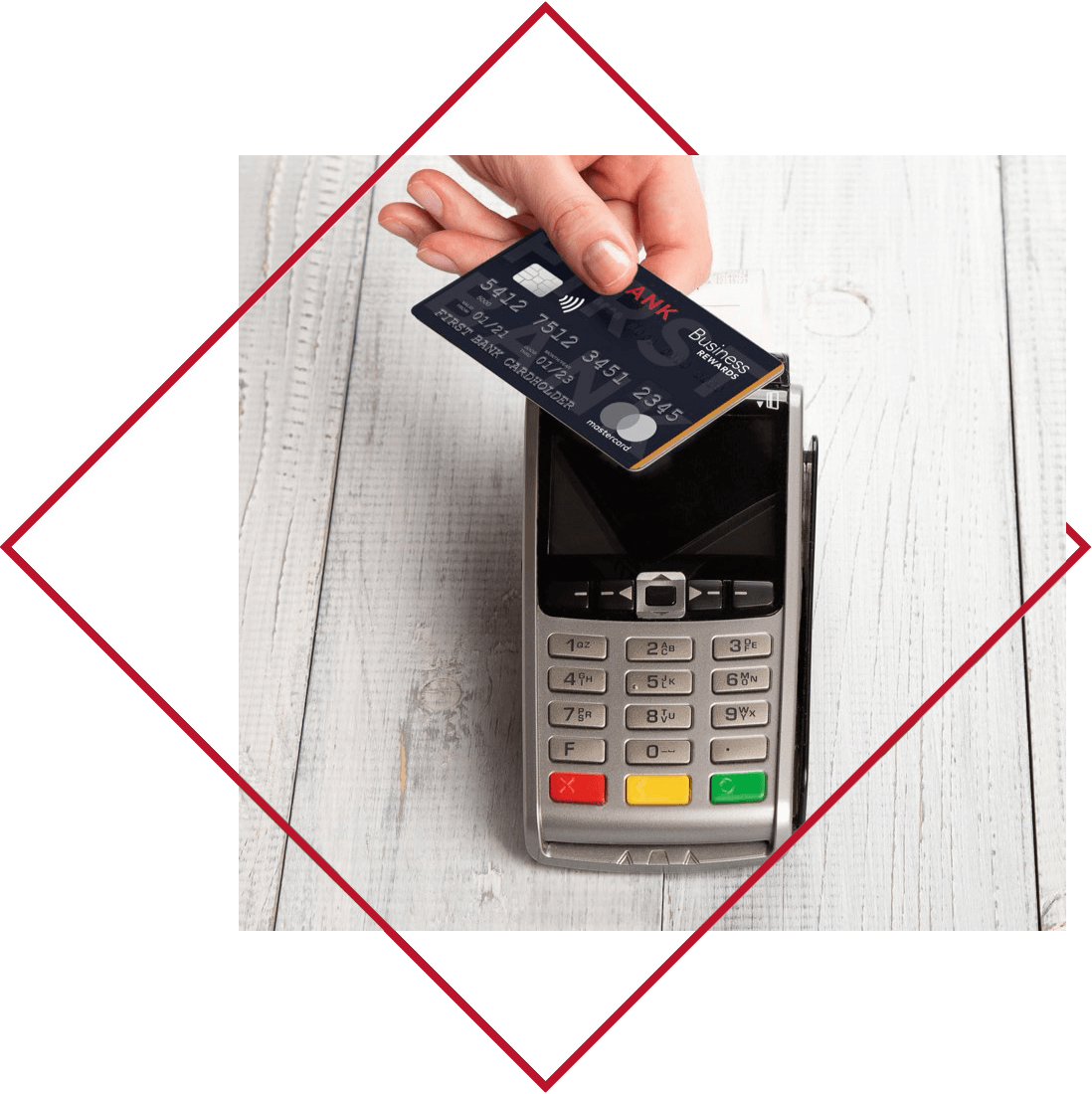 lite Valley Credit Union Credit Card with Rewards being used on touchless payment pad.